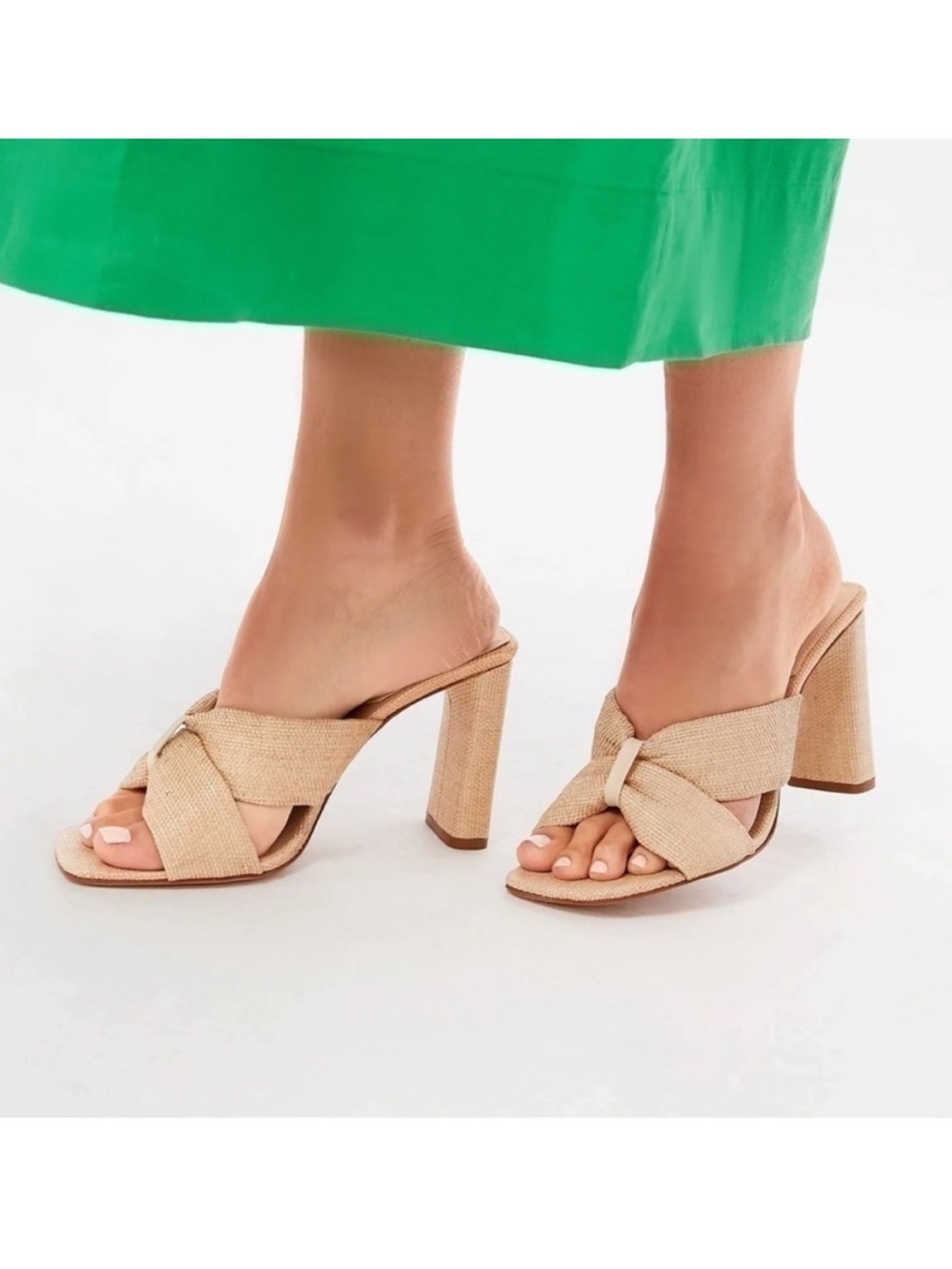 Schutz Fairy High Heel Sandal Raffia Woven Natural Euro Summer Preppy 9